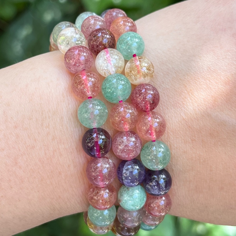 8mm strawberry Quartz, citrine, green strawberry Quartz,amethyst bracelet